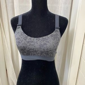 All In Motion animal print open back sports bra grey black size S
